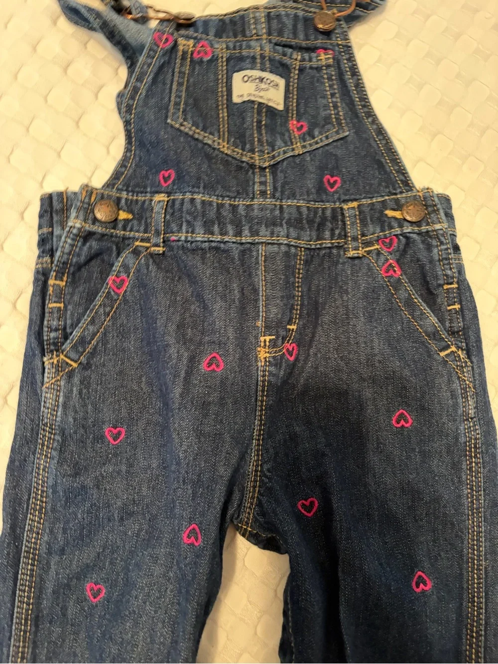 OshKosh B'gosh Dark Denim Overalls & Vintage Sailboat Carter Shortalls